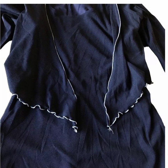 VTG Jodi California Sheer Jacket Dress Tie Front M Blue Contrast Made In USA - Picture 13 of 16